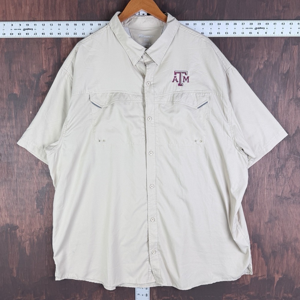 Texas A&M Aggies Pro Celebrity Button Up SS‎ Shirt Vented Pockets Mens 3XL NCAA